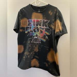 PINK FLOYD WOMENS CUTE BLEACH DYED LARGE T-SHIRT TIE DYE 🍀